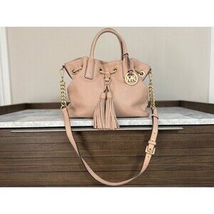 Michael Kors Blush Pink & Gold Pebbled Real Leather Satchel Purse (Used)